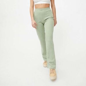 {UO} "Naomi" High Rise Bootcut Flare Gingham Check Plaid Stretch Knit Pants